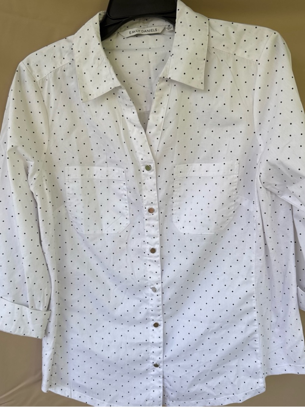 Emily Daniels White Polka Dot Button-Down Shirt
